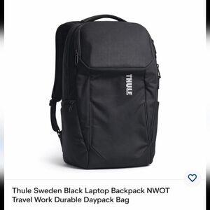 Thule Sweden Black Laptop Backpack NWOT Travel Work Durable Daypack Bag
